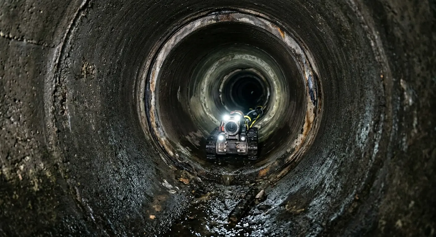 Robotic sewer camera inspecting pipe interior for Sewer Line Repair in Dock Junction